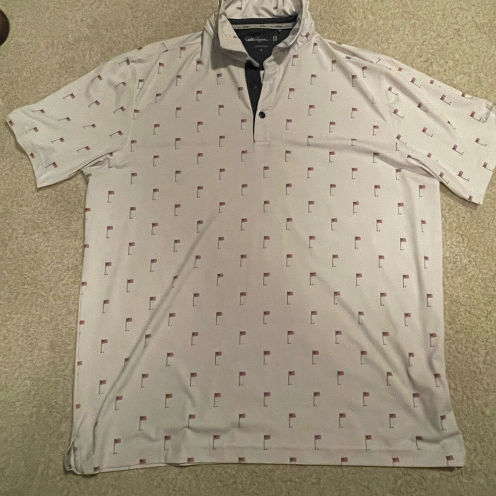 Walter Hagen red white and blue Golf Polo Shirt with American Flag Pattern